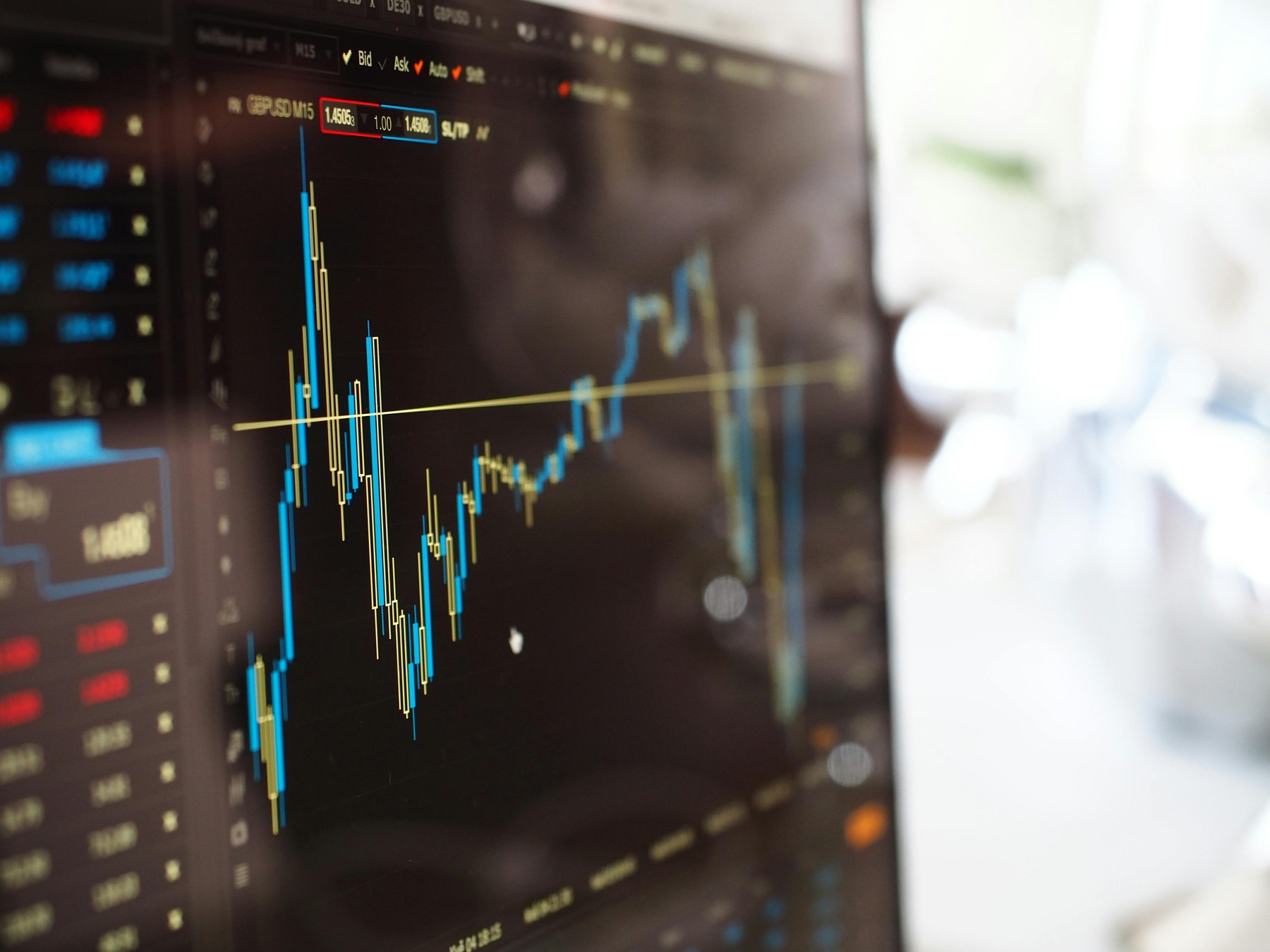 Stock market data graph